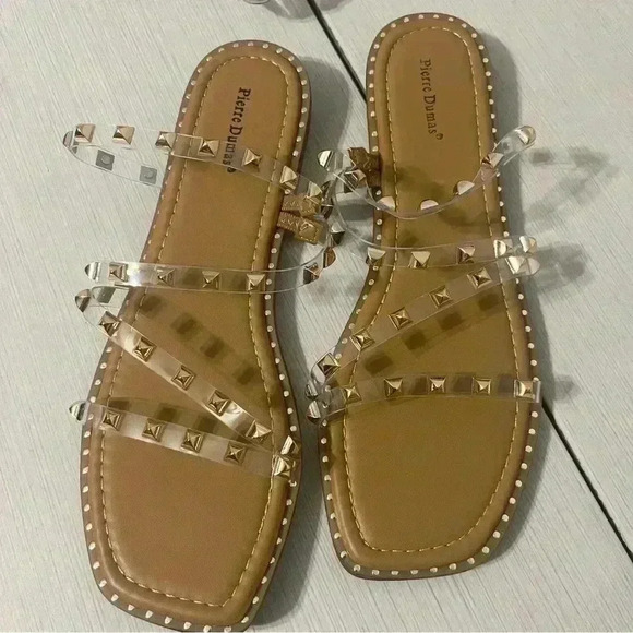 Just Kickin' It Tan/Clear/Rose Gold Studded Sandals - SHO2532TN - Picture 14 of 14